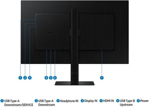 Samsung 27 "Viewfinity S8 Series Monitor ، 4K UHD (3840 × 2160) ، حامل قابل للتعديل ، DisplayPort ، 60 هرتز ، 5 مللي ثانية ، HDMI ، USB ، أسود ، مع كابل HDMI in Kuwait