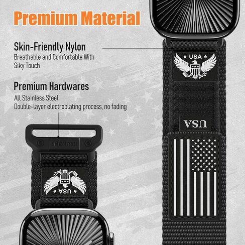 نطاقات نايلون الوعرة لـ Apple Watch Ultra/2 Band 49mm 46mm 45mm 44mm 42mm 42mm Iwatch Bands Men ، Stars-stripes flag sport sport spor in Kuwait