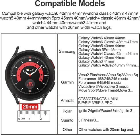 Ezmvzku 20mm Metal Band for Samsung Galaxy Watch 7/6/5/4/Fe 40mm 44mm ، in Kuwait