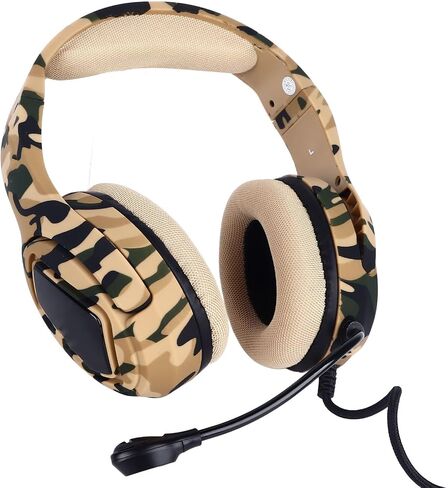 Zunate Wired Gaming Headset, Clear Sound Output Over Ear Headphone with Microphone, Camouflage Color (Cool Black Camo) in Saudi Arabia