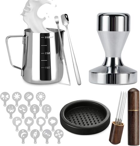 espresso accessories kit 51mm tarmper: espresso therper set ، coffee tharepero aspresso مع أداة WDT ، شاشة عفريت ، قمع جرعات | إسبريسو طقم إسبريسو آلية آلية تناسب 51 ملم portafilters in Kuwait