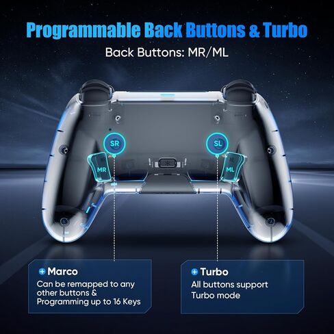 BETMI Wireless Controller for PS5, Pro/Slim/MAC/Android/Steam Deck, X-input for PC, Dual Vibration, Marco/Turbo, 3.5mm TRRS Stereo Jack, Accel & Gyro(6-Axis), Mute, Sensor Calibration(Black) in Kuwait