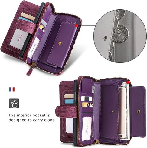 Asuwish Phone Case for Samsung Galaxy A71 5G Zipper Wallet Detachable Cover with Screen Protector and Leather Flip Mirror Card Holder Slot Cell Accessories Mobile A 71 G5 71A S71 SM Women Men Wine Red in Saudi Arabia