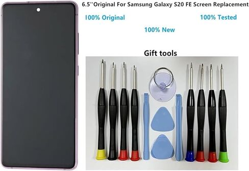 6.5 "" شاشة AMOLED الأصلية لـ Samsung Galaxy S20FE G781U G781B G780G SM-G781U1 استبدال شاشة S20 FE 5G Display Touch Screen Digitizer Assembly (مع إطار أرجواني+غطاء خلفي+أدوات) in Kuwait