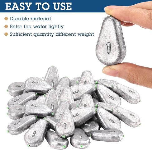 24 Pcs No Roll Sinker Fishing Weights, Flat Inline Sinkers Weights No Snag Slip Sinkers Saltwater Flat Bank River Surf Fishing Gear Tackle for Freshwater Catfish Rig in Saudi Arabia