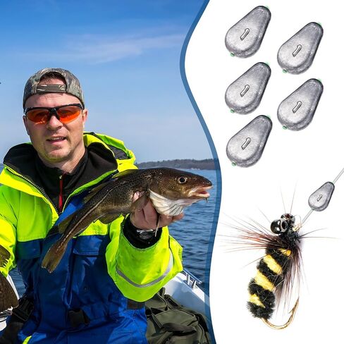 24 Pcs No Roll Sinker Fishing Weights, Flat Inline Sinkers Weights No Snag Slip Sinkers Saltwater Flat Bank River Surf Fishing Gear Tackle for Freshwater Catfish Rig in Saudi Arabia