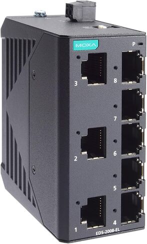 MOXA EDS-2008-EL Unmanaged Fast Ethernet Switch with 8 10/100BaseT(X) Ports, 12/24/48 Power Input, Metal housing, -10 to 60°C Operating Temperature | EDS-2008-EL Series in Saudi Arabia