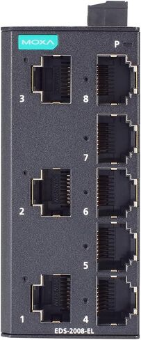 MOXA EDS-2008-EL Unmanaged Fast Ethernet Switch with 8 10/100BaseT(X) Ports, 12/24/48 Power Input, Metal housing, -10 to 60°C Operating Temperature | EDS-2008-EL Series in Saudi Arabia