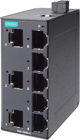 MOXA EDS-2008-EL Unmanaged Fast Ethernet Switch with 8 10/100BaseT(X) Ports, 12/24/48 Power Input, Metal housing, -10 to 60°C Operating Temperature | EDS-2008-EL Series in Saudi Arabia