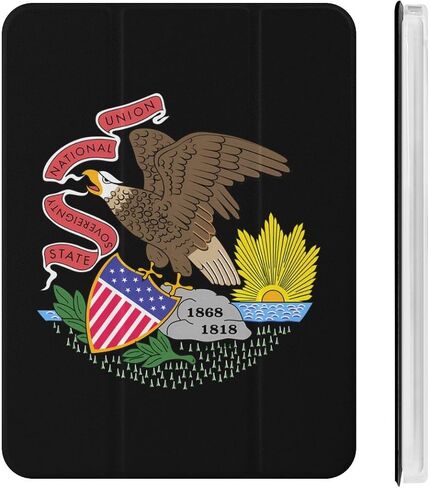 علبة Illinois Flag United States مع حامل القلم Trifold Trifold Stand متوافق مع iPad Mini 4/5/6 Mini6 （8.3in） in Kuwait