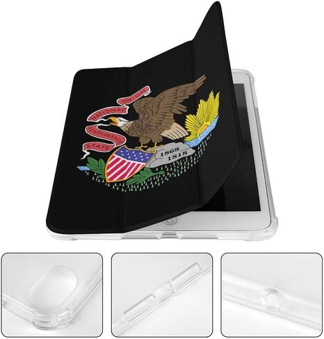 علبة Illinois Flag United States مع حامل القلم Trifold Trifold Stand متوافق مع iPad Mini 4/5/6 Mini6 （8.3in） in Kuwait