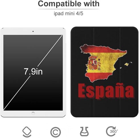 علبة خريطة إسبانيا españa مع حامل القلم رفيع الخفيفة الوزن trifold موقف متوافق مع iPad mini 4/5/6 mini4/5 （7.9in） in Saudi Arabia