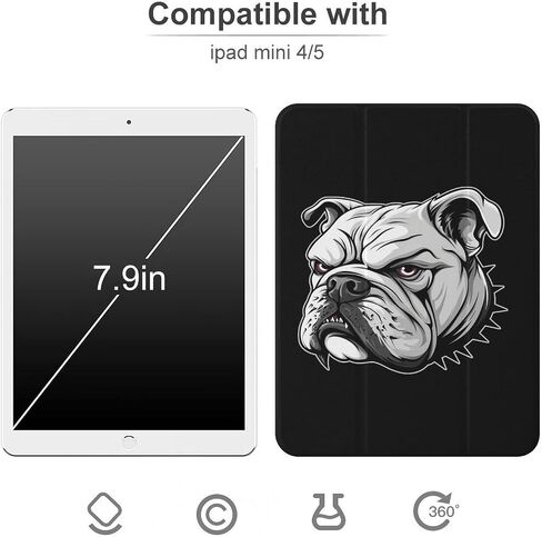 France Bull Dog Case with Pen Pend Slim Lightweight Trifold Stand متوافق مع iPad Mini 4/5/6 Mini4/5 （7.9in） in Kuwait