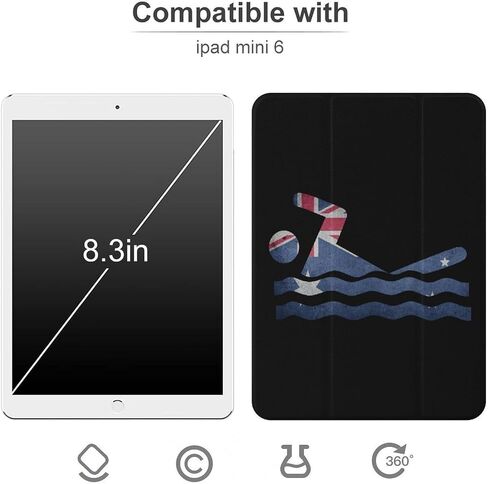 Australian Flag Swimming Australia Case with Pen Holder Slim Lightweight Trifold Stand Compatible with iPad mini 4/5/6 Mini4/5（7.9in） in Saudi Arabia