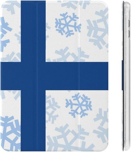 Finland Finnish Flag with Snowflakes Case with Pen Holder Slim Lightweight Trifold Stand Compatible with iPad mini 4/5/6 Mini4/5（7.9in） in Saudi Arabia