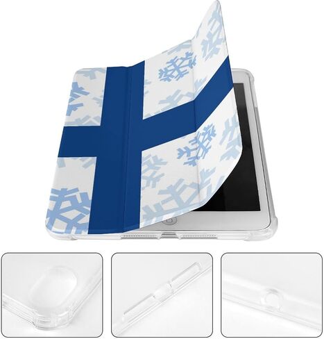 Finland Finnish Flag with Snowflakes Case with Pen Holder Slim Lightweight Trifold Stand Compatible with iPad mini 4/5/6 Mini4/5（7.9in） in Saudi Arabia