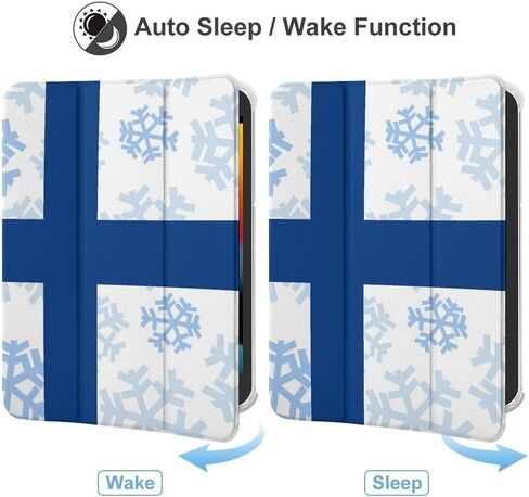 Finland Finnish Flag with Snowflakes Case with Pen Holder Slim Lightweight Trifold Stand Compatible with iPad mini 4/5/6 Mini4/5（7.9in） in Saudi Arabia