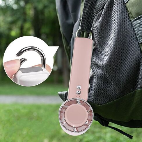 مروحة محمولة محمولة USB مروحة اليد المحمولة مروحة محمولة 5 سرعات USB قابلة لإعادة الشحن مع مروحة يدوية الرياح الباردة مع تسلق الجبال (الوردي) in Kuwait