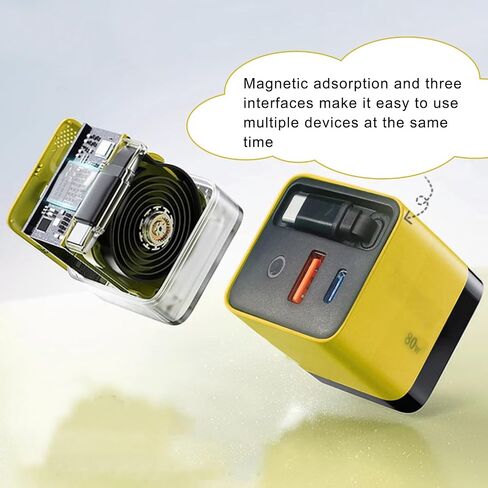 3 in 1 Charger, Retractable Phone Charger Wall Plug, Portable Phone with Foldable Plug for Phones Tablets (Yellow) in Saudi Arabia