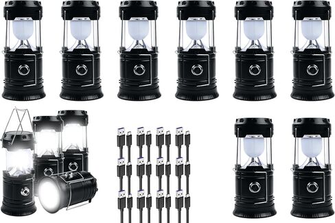 KunHe 12-Pack 1800mAh Collapsible Portable LED Camping Lantern Lightweight Waterproof USB Rechargeable LED Flashlight Kits for Indoor Outdoor Home Emergency Light Power Hiking in Saudi Arabia