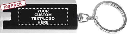 خصم Promos 100 حزمة مفاتيح المصباح - نص قابل للتخصيص ، شعار - مستطيل ، بلاستيك - أسود in Kuwait