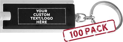 خصم Promos 100 حزمة مفاتيح المصباح - نص قابل للتخصيص ، شعار - مستطيل ، بلاستيك - أسود in Kuwait