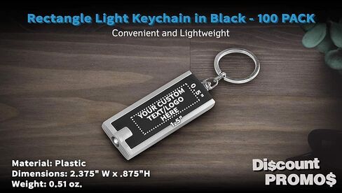 خصم Promos 100 حزمة مفاتيح المصباح - نص قابل للتخصيص ، شعار - مستطيل ، بلاستيك - أسود in Kuwait