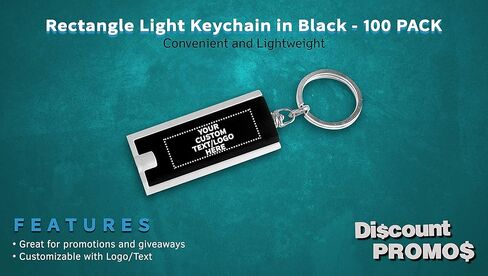 خصم Promos 100 حزمة مفاتيح المصباح - نص قابل للتخصيص ، شعار - مستطيل ، بلاستيك - أسود in Kuwait