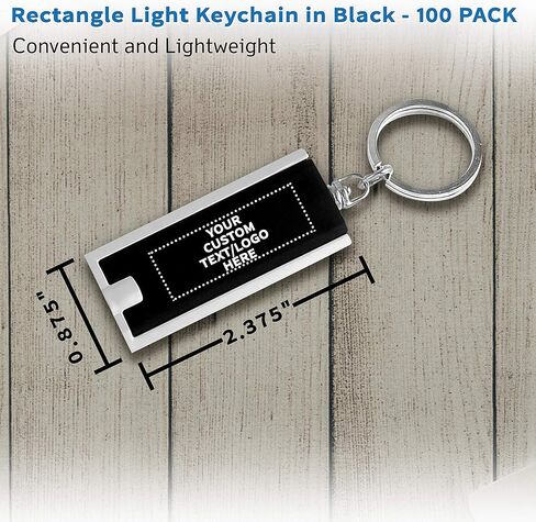 خصم Promos 100 حزمة مفاتيح المصباح - نص قابل للتخصيص ، شعار - مستطيل ، بلاستيك - أسود in Kuwait