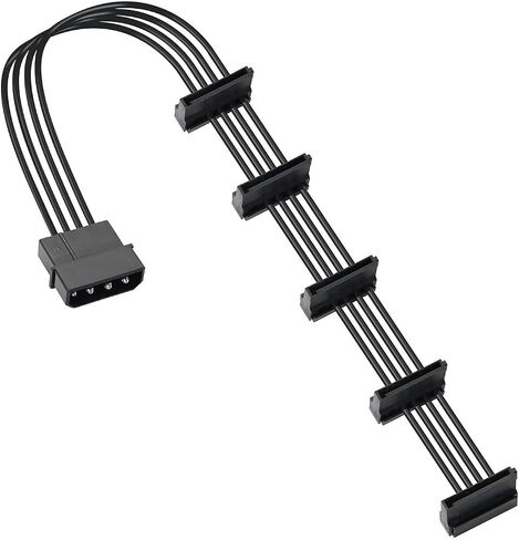 1 أجهزة الكمبيوتر الشخصية الخادم المتين لدبابيس 4 إلى 5 إلى 5 Sata Power Cable Adapter Cablits 18awg Black 40cm in Saudi Arabia