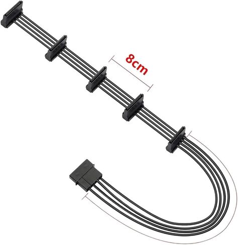 1 أجهزة الكمبيوتر الشخصية الخادم المتين لدبابيس 4 إلى 5 إلى 5 Sata Power Cable Adapter Cablits 18awg Black 40cm in Saudi Arabia