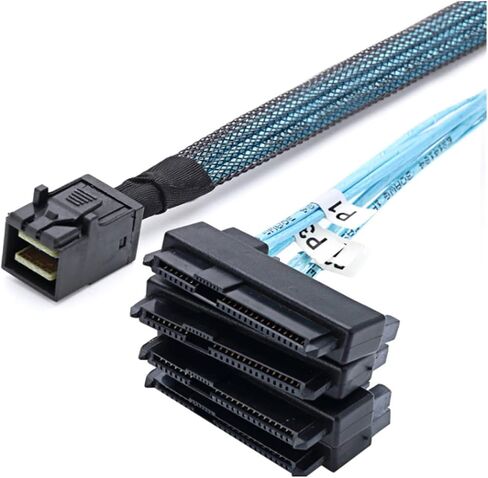 M1ni S/AS to -Cable,SFF-8643 to S/A/S SFF-8643 to SFF-8482 Connector 4X S/A/S 29Pin SFF-8482 with SATA Power Adapter Cable(1m) in Saudi Arabia