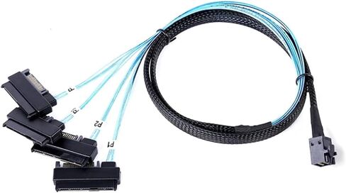 M1ni S/AS to -Cable,SFF-8643 to S/A/S SFF-8643 to SFF-8482 Connector 4X S/A/S 29Pin SFF-8482 with SATA Power Adapter Cable(1m) in Saudi Arabia