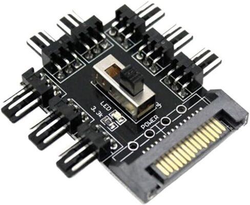 Fan Hub 1 to 8 3Pin Splitter PC Mining Cord 12V Power Suppply Cooler Cooling Speed Controller 4PIN/SATA Adapter(Adapt SATA) in Saudi Arabia
