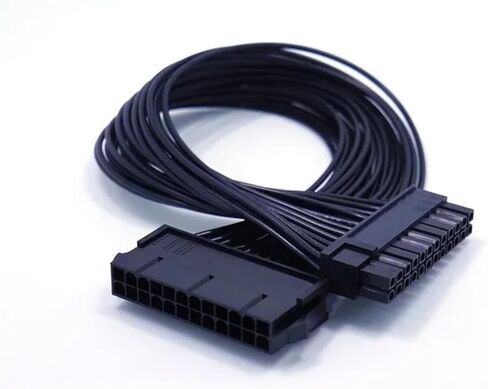 PSU Power Supply 24 Pin Extension Cable Flitter for Motherboard ، 24pin to 24 (20+4) Pin 12 Inch/ 30cm Black 24bb (32cm) in Saudi Arabia