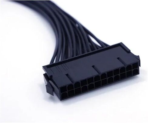 PSU Power Supply 24 Pin Extension Cable Flitter for Motherboard ، 24pin to 24 (20+4) Pin 12 Inch/ 30cm Black 24bb (32cm) in Saudi Arabia