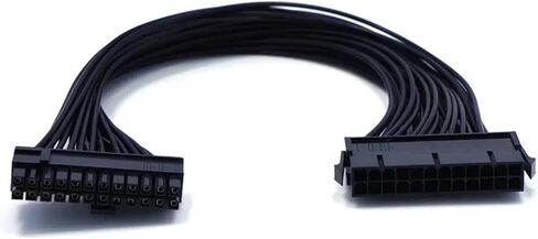 PSU Power Supply 24 Pin Extension Cable Flitter for Motherboard ، 24pin to 24 (20+4) Pin 12 Inch/ 30cm Black 24bb (32cm) in Saudi Arabia