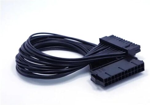 PSU Power Supply 24 Pin Extension Cable Flitter for Motherboard ، 24pin to 24 (20+4) Pin 12 Inch/ 30cm Black 24bb (32cm) in Saudi Arabia