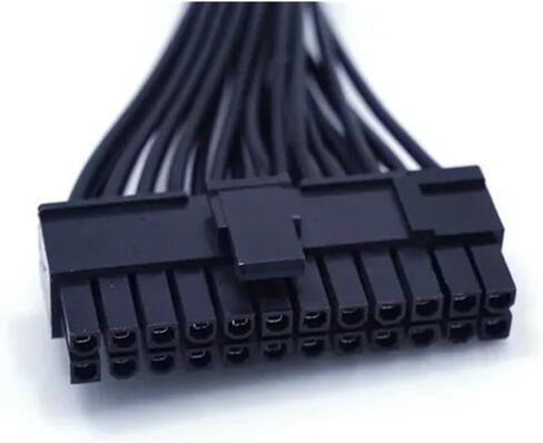 PSU Power Supply 24 Pin Extension Cable Flitter for Motherboard ، 24pin to 24 (20+4) Pin 12 Inch/ 30cm Black 24bb (32cm) in Saudi Arabia