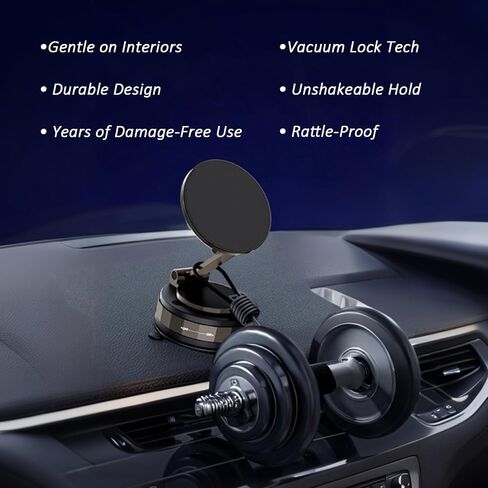 Magnetic Phone Holder for Car - 360° Adjustable Car Phone Holder with Powerful Neodymium Ring Magnet & Vacuum Suction Cup Mount, Universal Cell Phone Stand for Dashboard/Windshield in Saudi Arabia