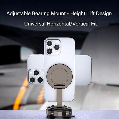Magnetic Phone Holder for Car - 360° Adjustable Car Phone Holder with Powerful Neodymium Ring Magnet & Vacuum Suction Cup Mount, Universal Cell Phone Stand for Dashboard/Windshield in Saudi Arabia
