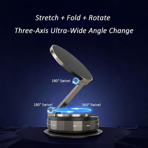 Magnetic Phone Holder for Car - 360° Adjustable Car Phone Holder with Powerful Neodymium Ring Magnet & Vacuum Suction Cup Mount, Universal Cell Phone Stand for Dashboard/Windshield in Saudi Arabia