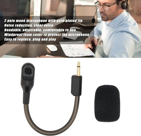 Replacement Microphone for Razer Blackshark V2, 3.5mm Male Plug Detachable Microphone Gaming Headsets Noise Cancelling Replacement Mic, Plug and Play & Wide Compatibility in Saudi Arabia