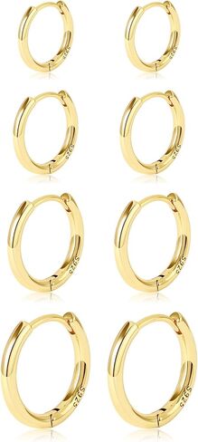 مجموعة أقراط هوب ذهبية 14 قيراط مطلية بالذهب أقراط هوجي هوب هيبوالرجينيك خفيفة الوزن مجوهرات أقراط يومية للنساء الفتيات (نمط 037) in Kuwait