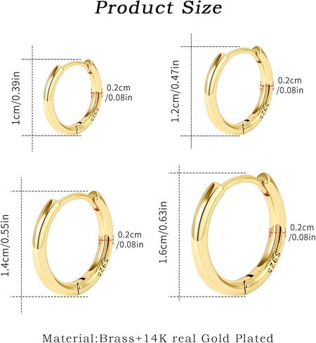 مجموعة أقراط هوب ذهبية 14 قيراط مطلية بالذهب أقراط هوجي هوب هيبوالرجينيك خفيفة الوزن مجوهرات أقراط يومية للنساء الفتيات (نمط 037) in Kuwait