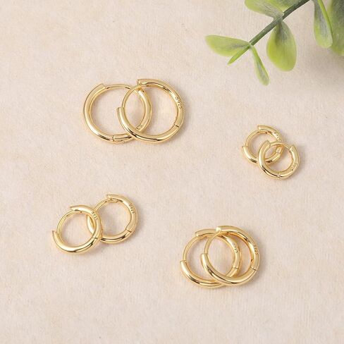 مجموعة أقراط هوب ذهبية 14 قيراط مطلية بالذهب أقراط هوجي هوب هيبوالرجينيك خفيفة الوزن مجوهرات أقراط يومية للنساء الفتيات (نمط 037) in Kuwait