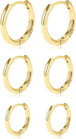 مجموعة أقراط هوب ذهبية 14 قيراط مطلية بالذهب أقراط هوجي هوب هيبوالرجينيك خفيفة الوزن مجوهرات أقراط يومية للنساء الفتيات (نمط 037) in Kuwait