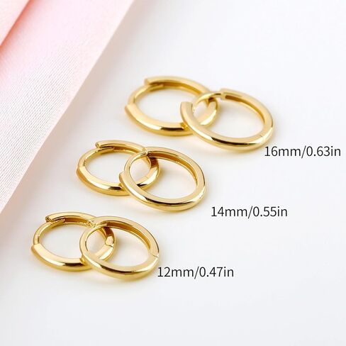 مجموعة أقراط هوب ذهبية 14 قيراط مطلية بالذهب أقراط هوجي هوب هيبوالرجينيك خفيفة الوزن مجوهرات أقراط يومية للنساء الفتيات (نمط 037) in Kuwait