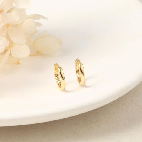 مجموعة أقراط هوب ذهبية 14 قيراط مطلية بالذهب أقراط هوجي هوب هيبوالرجينيك خفيفة الوزن مجوهرات أقراط يومية للنساء الفتيات (نمط 037) in Kuwait