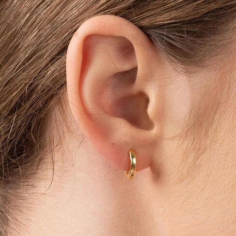 مجموعة أقراط هوب ذهبية 14 قيراط مطلية بالذهب أقراط هوجي هوب هيبوالرجينيك خفيفة الوزن مجوهرات أقراط يومية للنساء الفتيات (نمط 037) in Kuwait